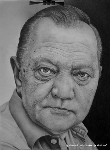 a pencil drawing of an older man's face