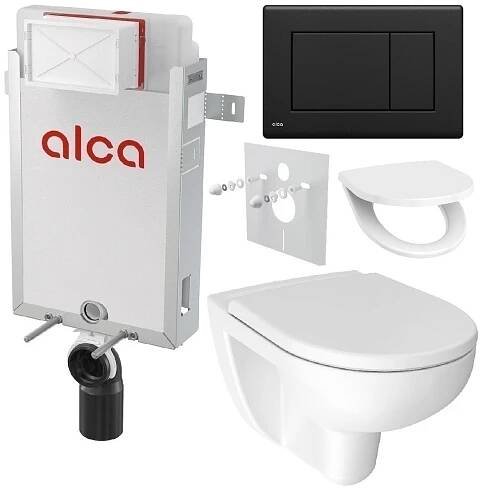 Alcadrain Set modulu k zazdění, Jika WC, sedátka a tlačítka M278, černá mat KAE124