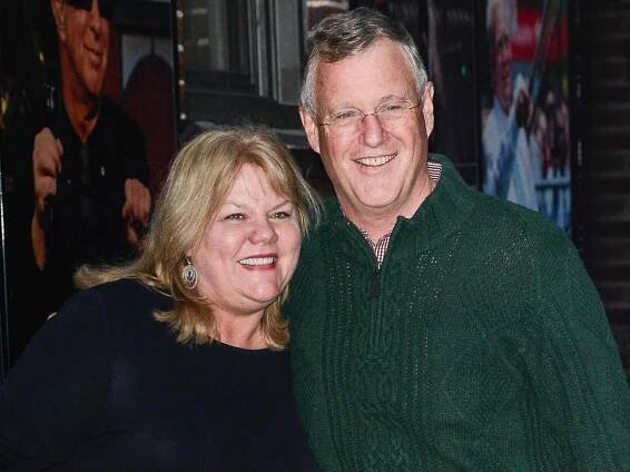 Andrea Swift (L) and Scott Kingsley Swift enter the "Late Show With David Letterman" taping at the Ed Sullivan Theater on October 28, 2014 in New York City