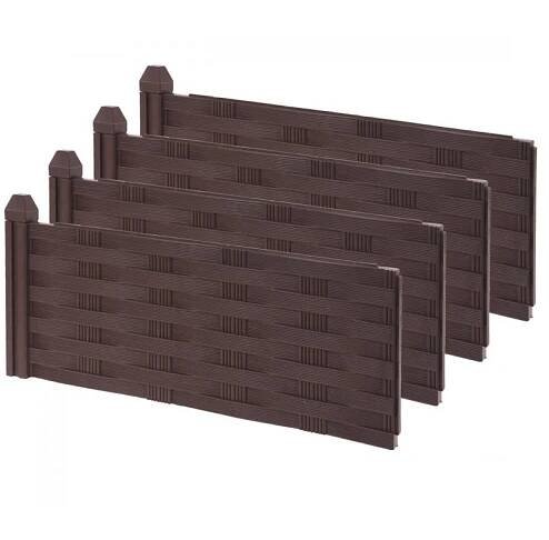 ProGarden Plastový zahradní plůtek 45 x 45 x 18,5 cm hnědý 4 ks