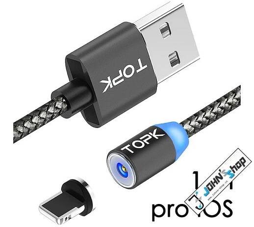 M5-Magnetický USB kabel-Šedý-iOS (Apple)-1m - undefined