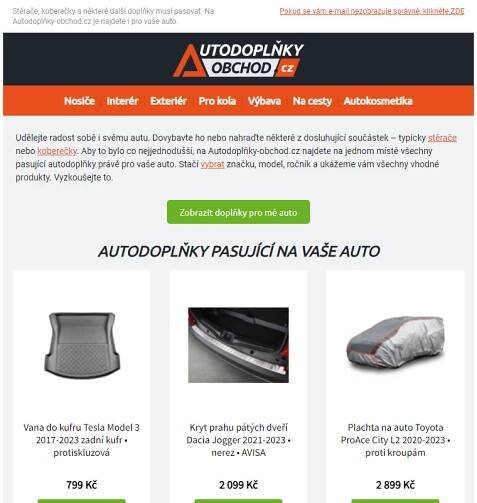 _ Vybírejte z doplňků přesně pasujících na vaše auto