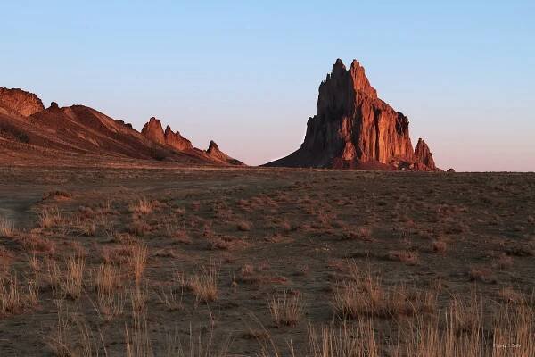A sunrise against Shiprock on Navajo Nation in San Juan County, NM.