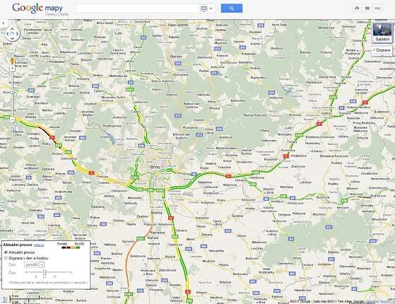 Vrstva Doprava na Google Maps