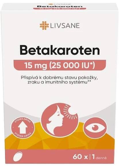 LIVSANE Betakaroten 15 mg (25 000 IU) tob.60 - skladem