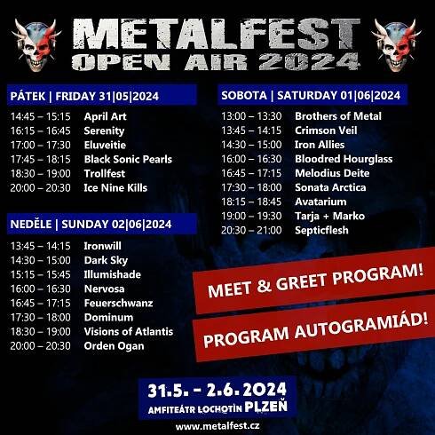 METALFEST OPEN AIR 2024 je tady už za měsíc! Zveřejňujeme program AUTOGRAMIÁD! | Masters of Rock