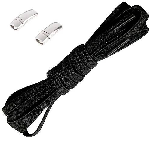 Elastické tkaničky do bot široké, jeden pár - Typ C - Černé, 100 cm