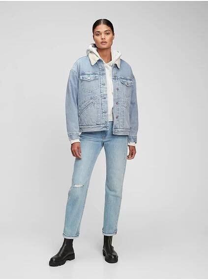 Džínová bunda sherpa oversize