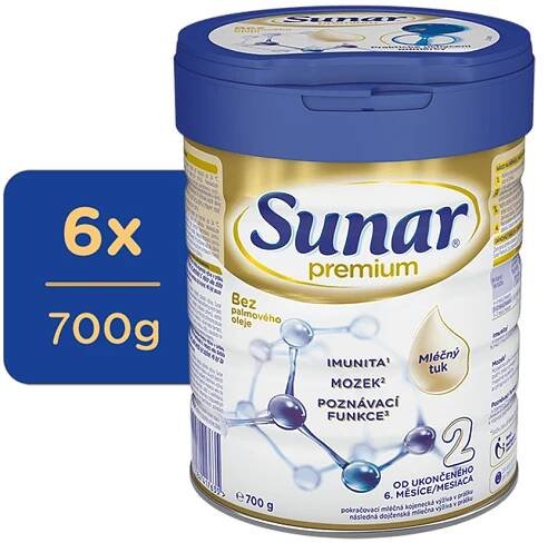 Sunar Premium 2 Multipack Pokračovacie dojčenské mlieko (od ukončeného 6. mesiaca)
