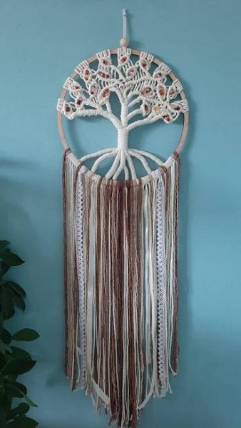 Macramé dekorace strom života s minerály 2 - Alamade MACRAMÉ