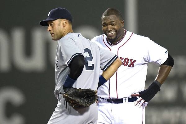 David Ortiz and Derek Jeter during a Yankees-Red Sox series in 2011.
