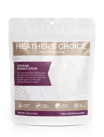 Heather's Choice backpacking meals: African Peanut Stew