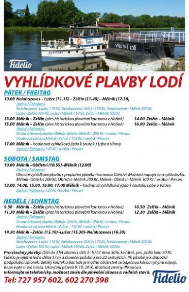 VÝLETNÍ LOĎ FIDELIO: Mělník