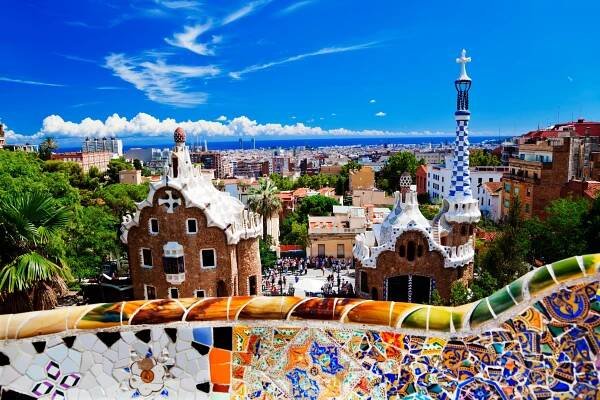 The view of the city from Parc Guell in Barcelona