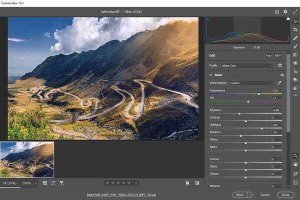 adobe camera raw interface