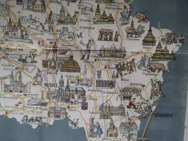 Slovensko - mapa turistických zajímavostí - Lauda, cca 1947 - Staré mapy a veduty