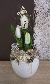 Tischdekoration, Tischgesteck, Gesteck, Frühling, Ostern, Tulpen Diy Floral Decor