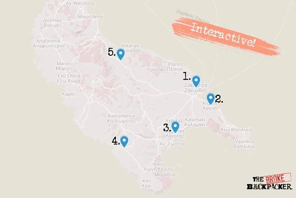 Where to Stay in Zakynthos Map