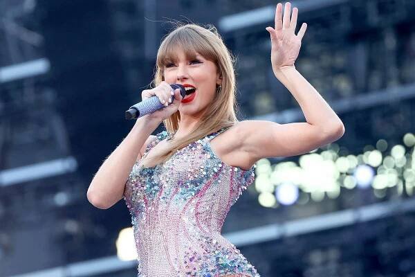 Taylor Swift performs at Melbourne Cricket Ground on February 16, 2024 in Melbourne, Australia. 