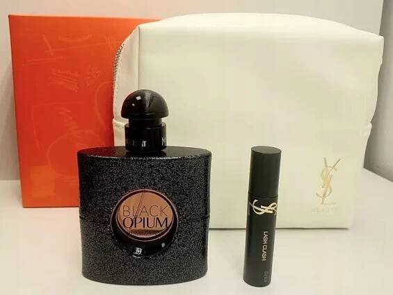 Sada YSL Black Opium 52 ml EDP + 50 ml gel + mini řasenka + pouzdro.