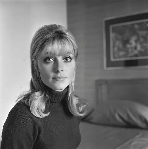 Elegant Sharon Tate in Classic Turtleneck Wallpaper