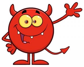 Charakter Ďábelského karikatury Emoji — Ilustrace