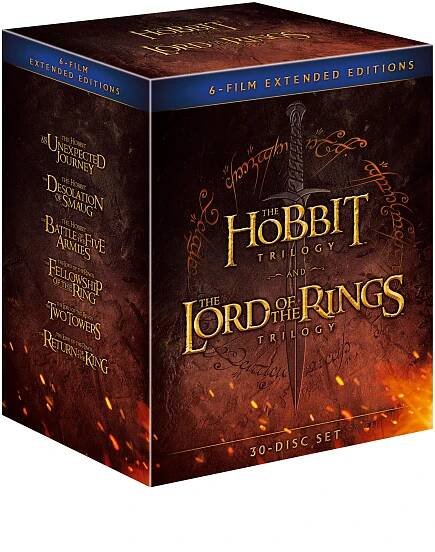 Kolekce STŘEDOZEMĚ - Komplet ságy Hobit a Pán prstenů v prodloužené verzi (18BD+12DVD) - Blu-ray