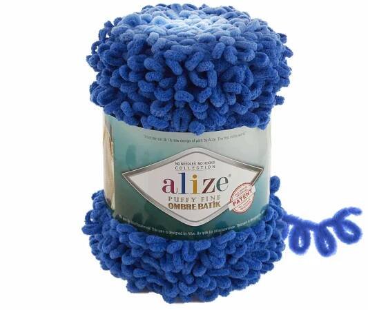 Alize Puffy fine ombre batik 7280 - nebeská modrá