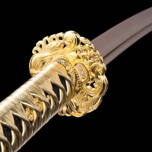 Handmade Japanese Katana Sword With Golden Blade And Tsuba 7