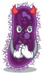 Lactobacillus rhamnosus bakterie oblečené jako ďábel kreslený charakter design stylu — Ilustrace