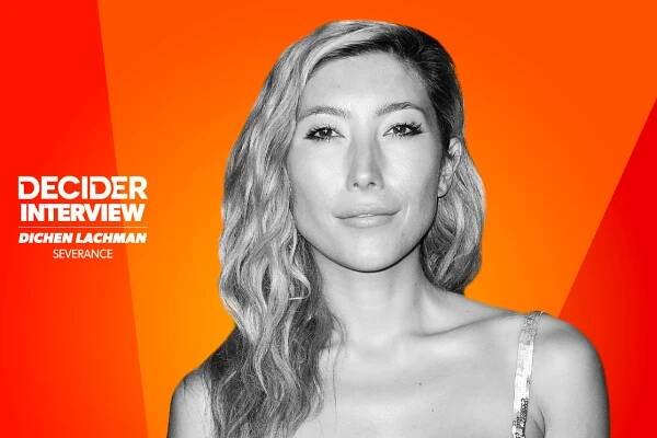 DICHEN LACHMAN in black and white on an orange background