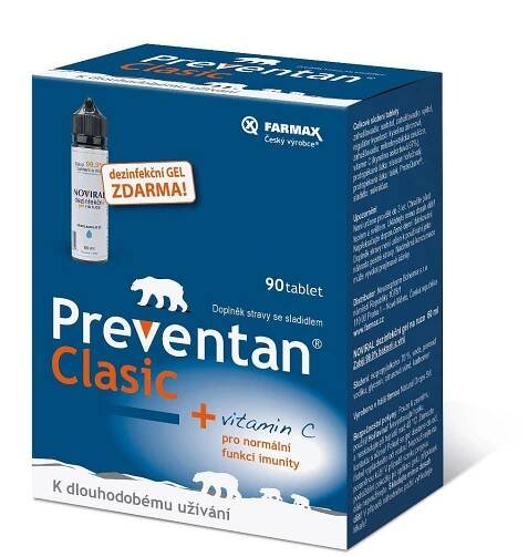 Preventan Clasic 90 tablet + dezinfekční gel - srovnání cen | Leano.cz