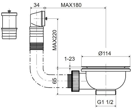 SLOVARM Dřezová výpusť T-739PBZ/II s přepadem (418658) - AkoupelnyAtopeni.cz