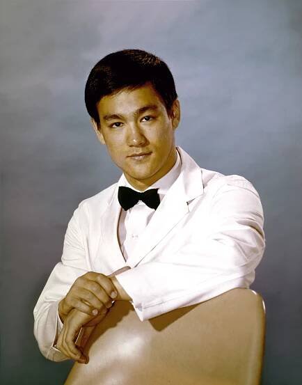 Chinese American martial artist and actor Bruce Lee on the set of TV series The Green Hornet, created by George W. Trendle. 