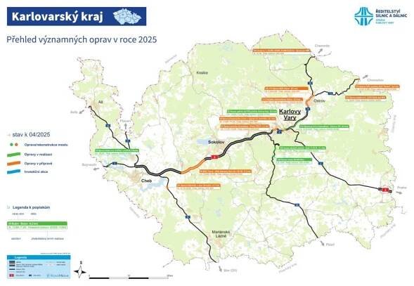 Přehled plánovaných oprav pro rok 2025 v Karlovarském kraji – duben