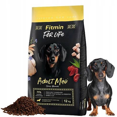 SUCHÉ KRMIVO FITMIN 12 KG PRO DOSPĚLÉ PSY MALÝCH PLEMEN ADULT MINI