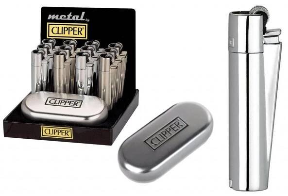 Zapalovač CLIPPER SILVER + plechová krabička