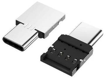 AppleMix Přepojka / redukce USB-A samice na USB-C samec - mini provedení - kovová - stříbrná