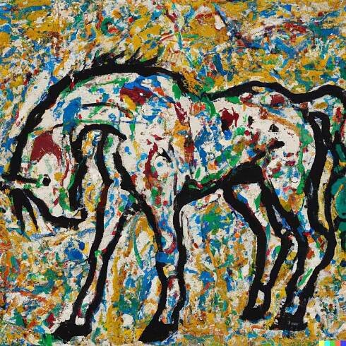 a horse, painting by Jackson Pollock