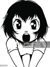 anxious manga girl - anime girl stock illustrations