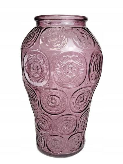 SKLENĚNÁ VÁZA VELKÁ VYSOKÁ DEKORACE KVĚTINOVÝ DESIGN 24 cm BARVA mix