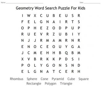 Geometry Shapes Word Search Puzzle For Kids 