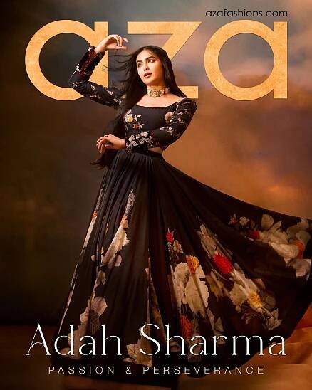 Adah Sharma in Black Chanderi Silk Print Midnight Bloom Semi Square Lehenga Set for Aza Fashions Cover Story