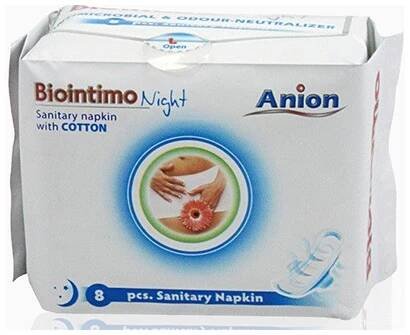 Akce - Anionové noční vložky Biointimo 8 ks/1balení