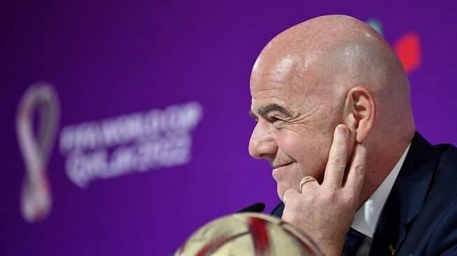 FIFA-Präsident Gianni Infantino bei der Abschluss-Pressekonferenz der WM 2022 in Katar.