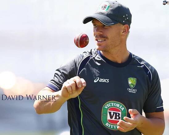 David Warner tossing a cricket ball Wallpaper