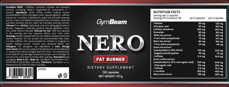 GymBeam Nero, 120 kapslí