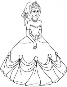 Princezna v plesových šatech omalovánka