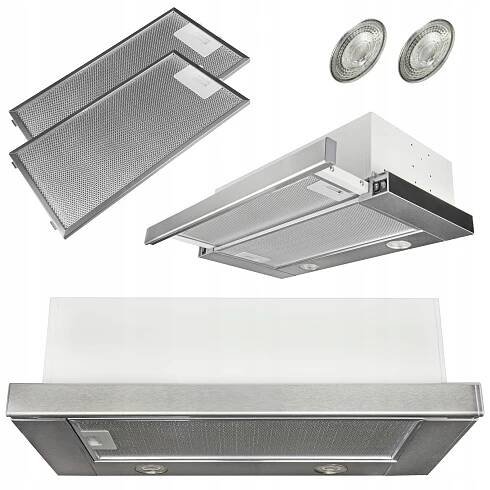 KUCHYŇSKÝ PODSKŘÍŇKOVÝ TELESKOPICKÝ ODSAVAČ PAR PRO VESTAVBU INOX 60 CM LED SLIM