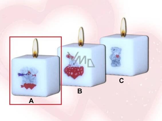 Lima Me to You Teddy Bears 2 candle with decal white cube 45 x 45 mm 1 piece - VMD parfumerie - drogerie